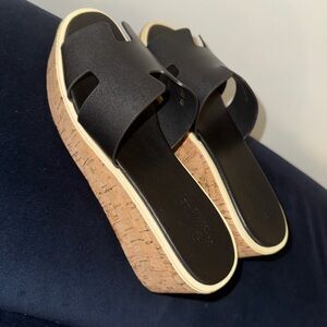 Black Platform Slide Sandals